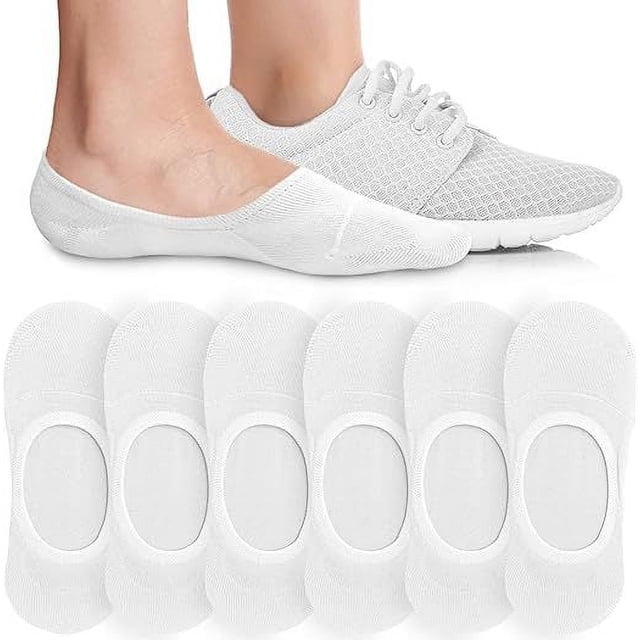 Nvzi 15 pares de calcetines invisibles para mujer, antideslizantes, de corte bajo, para uso informal y formal, suaves y elásticos, color blanco
