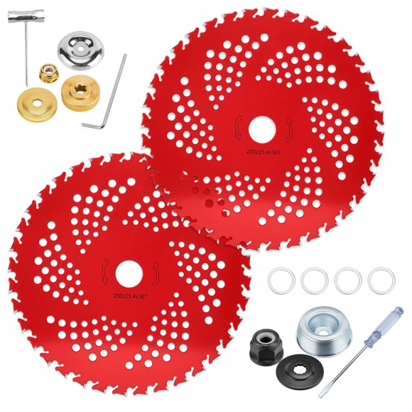 HK 2 Pack 9" x36T Carbide Tip Brush Cutter Blades Weed Eater Blades for Brush Cutter, Trimmer, Weed Eater, Compatible with Husqvarna, Fsx