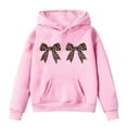 thumbnail image 1 of Aocisk Sweat à Capuche Court à Manches Longues et Col Rond Imprimé Nœud pour Filles Rose 4-5 Ans, 1 of 3