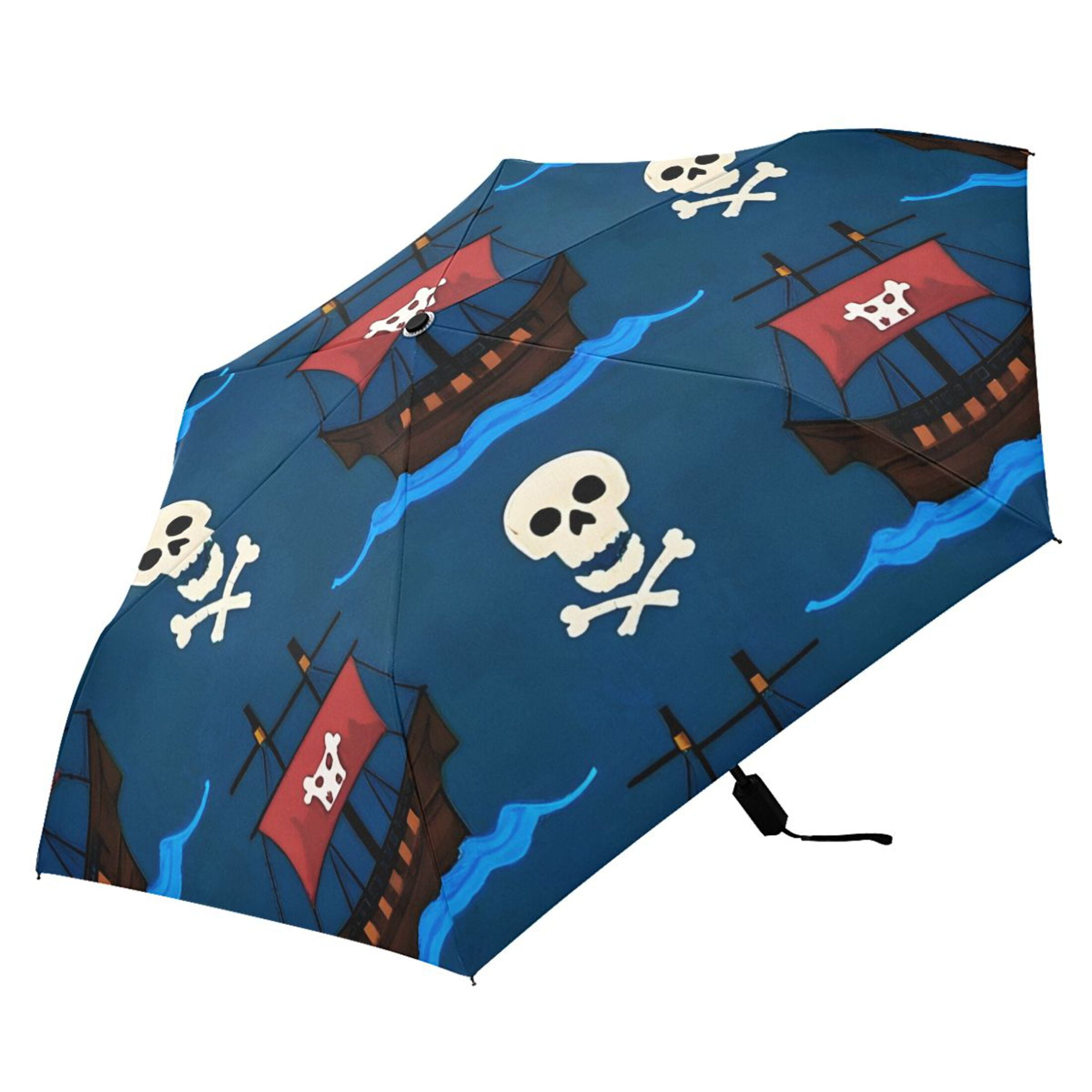 ALAZA Skulls UPF 50+ Compact Folding Umbrella for Rain Travel Umbrella Packable