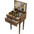 thumbnail image 3 of Muwuele Wood Small Vanity Desk with Flip Top Mirror,  Brightness Adjustable Lights, Makeup Vanity with Drawers, Dressing Table for Bedroom, Walnut, 3 of 13