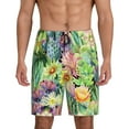 thumbnail image 2 of Picia Watercolor Blooming Cactus Pajama Shorts for Men, Men's Pajama Bottoms, Sleepwear,Short Pajama Pants-Large, 2 of 9