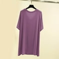 thumbnail image 4 of Women Solid Color Casual Fashion V-neck Short Sleeve Medium Length Modal T-shirt Lightweight Summer Top Comfortable Loose Fit Shirt for Women, 4 of 5