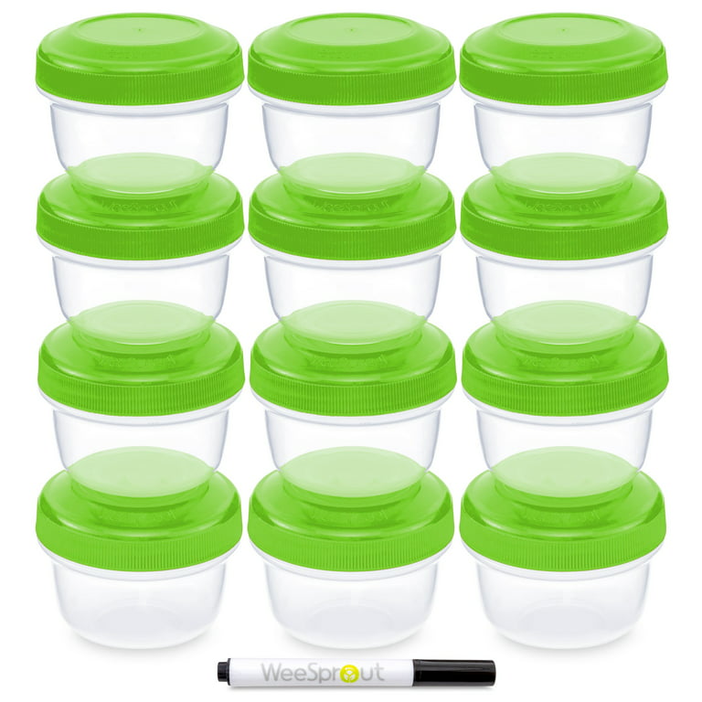 Leakproof Baby Food Storage - 12 Container Set, Small Plastic Containers with Lids, Lock in Freshness, Nutrients, & Flavor, 4oz Snack Container, Blue