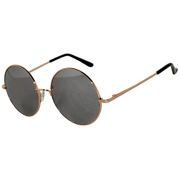 Round Sunglasses - (56mm) Gold Frame / Silver Mirror Lens