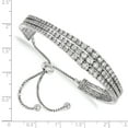 thumbnail image 2 of 925 Sterling Silver Rhodium-plated Graduated CZ 3 Strand Adjustable Chain Bracelet; for Adults and Teens; for Women and Men, 2 of 2