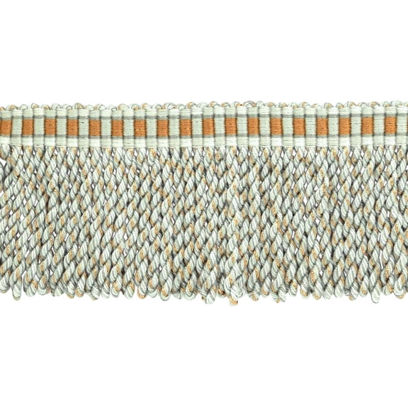 3" (7.5cm) Marrakesh Collection Bullion Fringe Trim with Fancy Woven Header # BFRW3,, Light Sand Blue #VL05 (Light Blue, Sand Beige, Baby Blue) Sold By The Yard (36"/3 ft/0.9m)