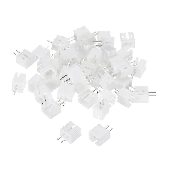 Uxcell 2.0mm Connector 2 Pin Male Adapter Straight Pin Header White Socket for Wire to Board Connection, 50 Pack