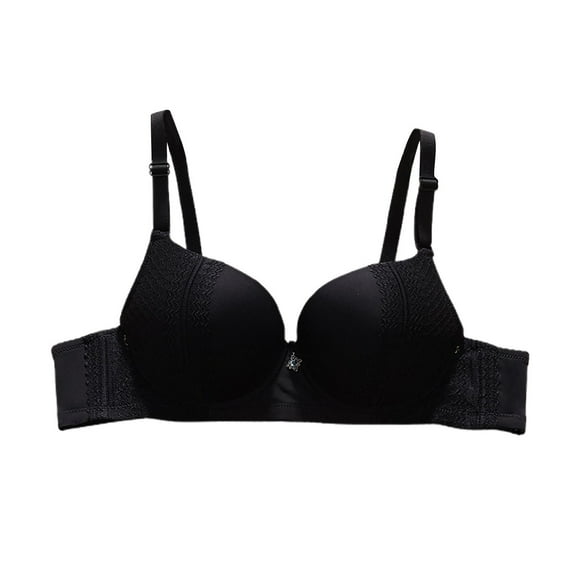 Loopsun Womens Bra Plus Size, Bras for Women, Women's Daily Adjustable Underwear Gathered Thin Solid Bra without Steel Ring Black 40/90BC