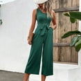 thumbnail image 2 of LLYwey Womens Yoga Pants With Pockets Women Casual Solid Pocket Romper Button V-Neck Sleeveless Tops Bandage Strap Jumpsuit Summer Pants Female Long Pant Style H1198 Green XXL, 2 of 8