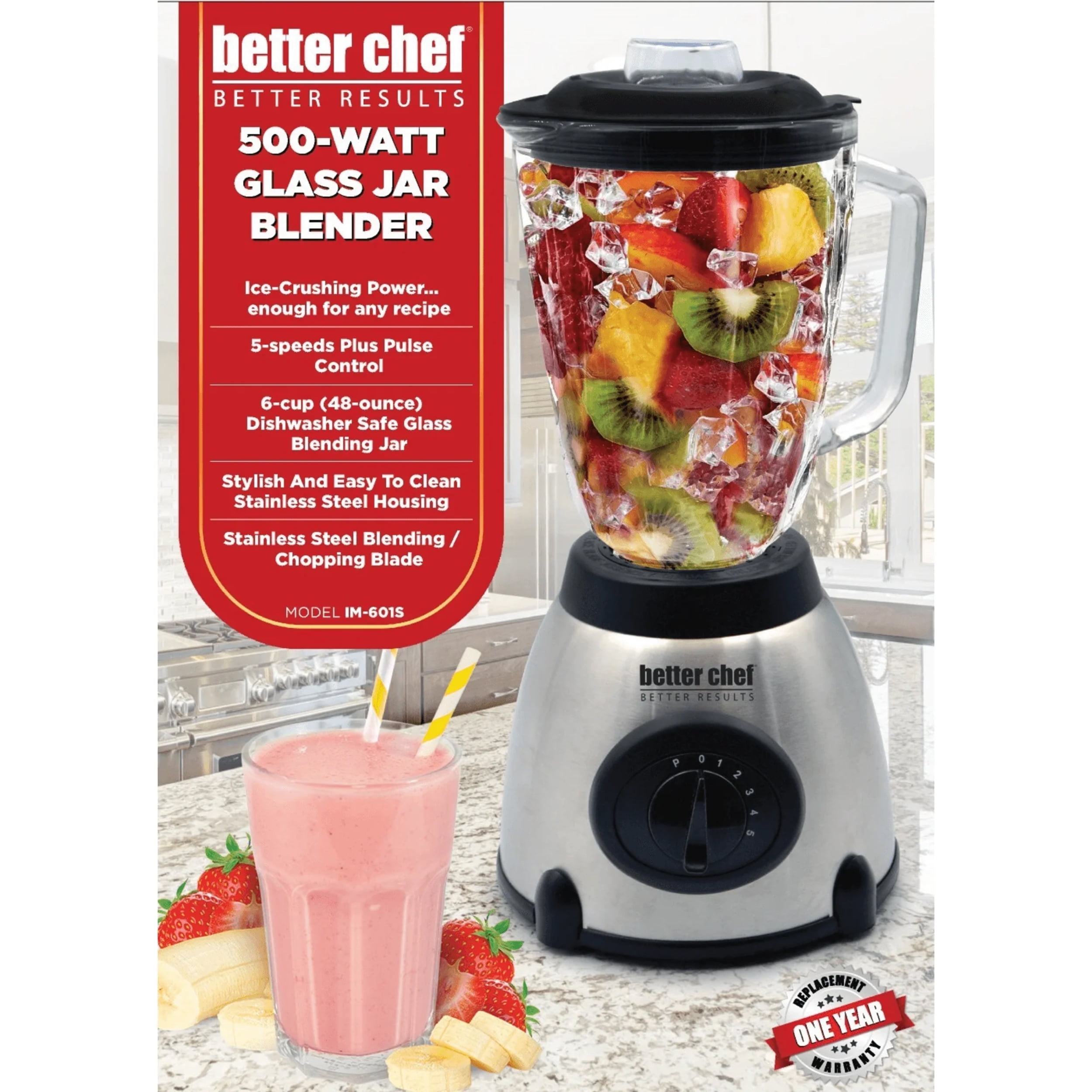 Better Chef 500-watt Stainless Steel Blender, IM-601S
