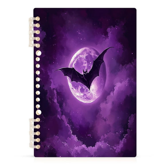 Bats Flying in Moon Night Notebooks 1-subject Journal 60 Sheets A5 College Ruled Paper Detachable Ring 8.3"x5.7"