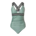 thumbnail image 2 of CAICJ98 High Waisted Swimsuits for Women Women's Ruched Twist-Front Sweetheart 1 Piece Swimsuit Bathing Suits Mint Green,S, 2 of 4