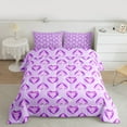 thumbnail image 2 of Homewish 3D Loves Diamind Bedding Comforter Set,Kawaii Bowtie Bowknot Twin Comforter Sets,Purple Bow Tie Bedding Set For Girls Kids,Super Cozy Room Decor Reversible,2 Pieces, 2 of 8