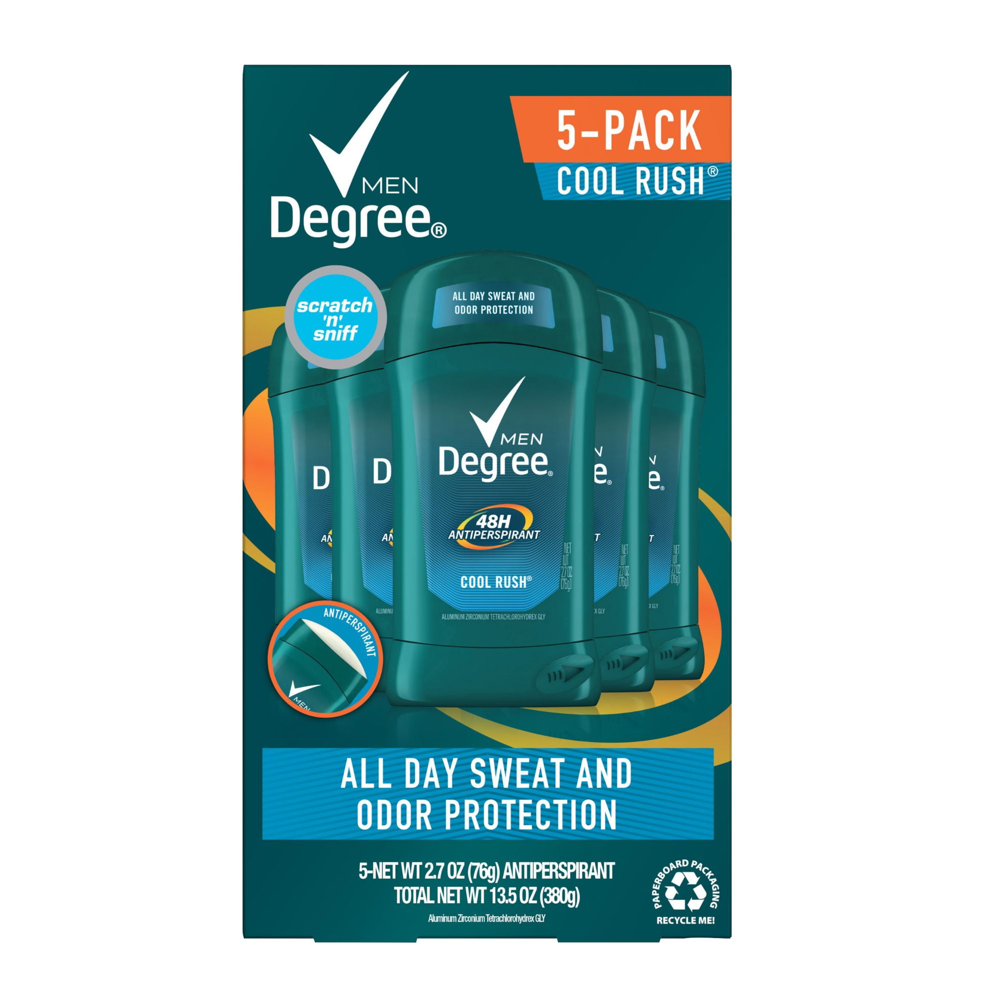Product Of Degree Mens Cool Rush 48 Hour Deodorant 5 pk.