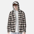 thumbnail image 3 of Picia Black Plaid Heart Women's Men's UPF 50+ Sun Protection Hoodie Shirt Long Sleeve SPF Fishing Outdoor UV Hiking Lightweight Shirts-Large, 3 of 9