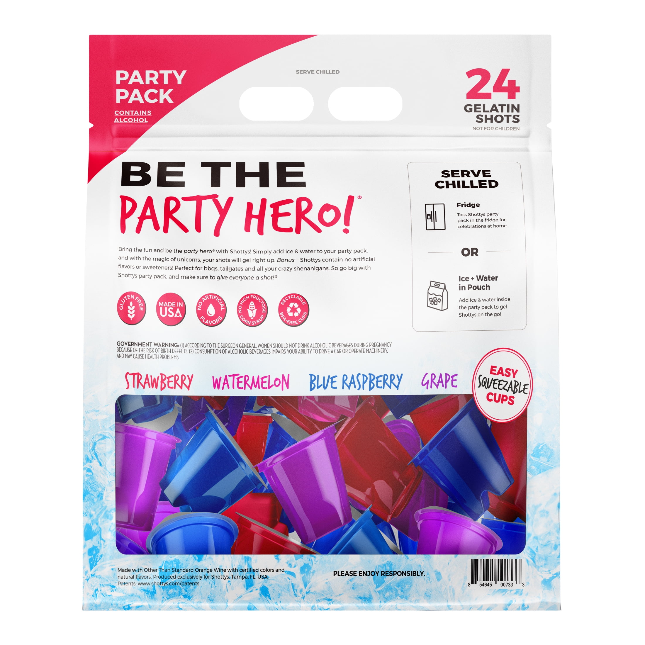 Shottys Gelatin Shots Classic Flavors Wine Based, 24 Pack, 50ml Shots, 12.5% ABV