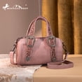 thumbnail image 5 of Montana West Mini Barrel Crossbody Bag Western Tooled Design with Buckle, Dark Pink, 5 of 6