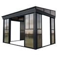 thumbnail image 3 of Erinnyees 8' x 12' Wall Mounted Sunroom Gazebo,All-Season Patio Gazebo Sunroom with Side Door,Outdoor Permanent Sunroom,Grey, 3 of 8