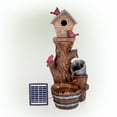 thumbnail image 3 of Alpine Corporation 13" x 32" Solar-Powered Cascading Barrel Fountain with Birdhouse, Brown, 3 of 12