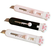 DAZAIGE 3 Pieces Mini Retractable Utility Knives Cute Cat Paw Touch Art Knife with Alloy Steel Splicing Knife Portable