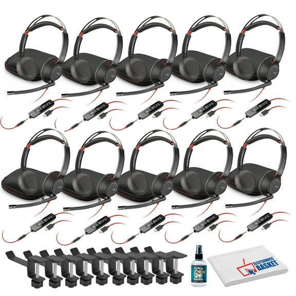 10x Poly Blackwire 5220 Stereo USB-C Headset with USB-C to USB-A Adapter Bundle