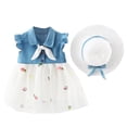 thumbnail image 2 of Babcutegg Cute Denim Skirt With Floral Mesh Overlay, Sleeveless Cowboy-Style Dress And Matching Hat For Young Girls White Size 2T, 2 of 7