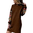 thumbnail image 2 of sertiohcv A Line Dresses for Women Autumn Floral Embroidery Winter Women Long Dress Sleeve Casual Sweatshirt Women Dress Coffee,Size XL, 2 of 7