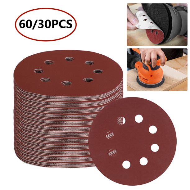 EEEKit 5Inch 8Hole Hook and Loop Sanding Discs, 800/1000/1200/1500/2000 Assorted Grits Random
