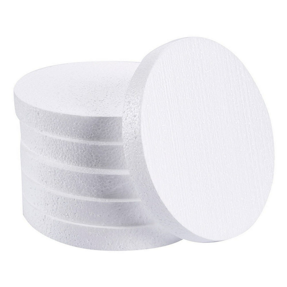 Craft Foam Circle - 6-Pack Polystyrene Foam Disc Foam Round for Sculpture, Modeling, DIY Arts ...