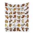 thumbnail image 1 of Dog Soft Flannel Fleece Blanket, Composition of Different Funny Dog Heads Puppy Canin Irish Humorous Cartoon, Cozy Plush for Indoor and Outdoor Use, 50" x 70", White Yellow Chocolate, by Ambesonne, 1 of 6
