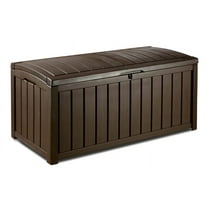 Keter Glenwood 101 Gallon Durable Resin Outdoor Deck Box Storage Organization, Brown