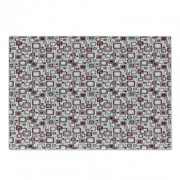 Geometric Cutting Board, Big Small Squares Retro Pattern Geometric Design, Decorative Tempered Glass Cutting and Serving Board, Small Size, Brown ...