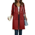 thumbnail image 2 of idosla Long Hoodies for Women Zip Up Double Zipper Fleece Jacket Tunic Sweatshirts Fall Winter Fashion Clothes (Wine, 3XL), 2 of 7