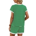 thumbnail image 3 of Letdown 2 Piece Sets for Women Summer Crew Neck Lounge Stripe Shorts Sets Cap Sleeve Lounge Spring Beach Airport Travel Vacation Outfits Matching Sweatsuit, 3 of 6