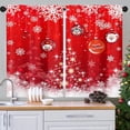 thumbnail image 3 of Christmas Kitchen Curtains Red Window Curtains Over Sink Set of 2, Winter Snowflakes Short Tier Curtain for Kitchen, Xmas Balls Kitchen Decor 27.5" x 36", 3 of 6