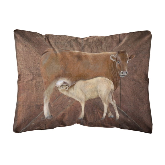 Carolines Treasures SB3074PW1216 Cow Momma and Baby   Canvas Fabric Decorative Pillow  12H x16W multicolor