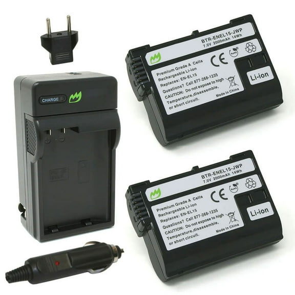 Replacement for Nikon Z 6 Battery (2-Pack, 2000mAh) and Charger