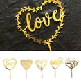 thumbnail image 3 of Gold Acrylic Heart Collection Cake Topper Dessert Decoration Birthday Party Cupcake Flag, 3 of 9