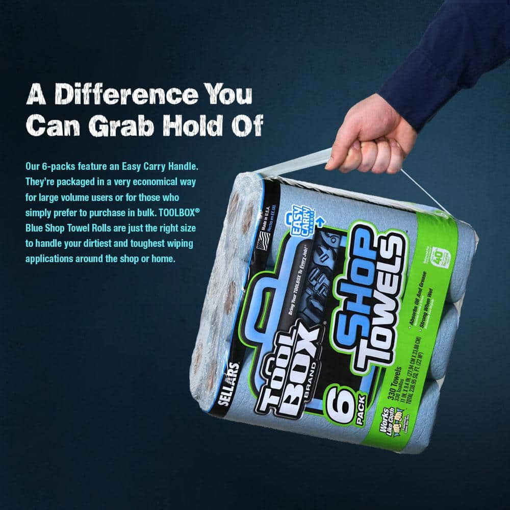 TOOLBOX Z400 Blue 55-Count Roll of Shop Towel Cleaning Wipes (6-Pack)