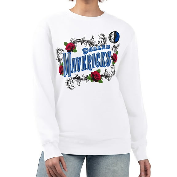 Women's G-III 4Her by Carl Banks White Dallas Mavericks Roses Fleece Tri-Blend Sweatshirt