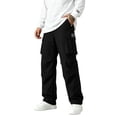 thumbnail image 2 of HaCpiu Men's Heavy Twill Cargo Pants, Loose Straight Leg Tactical Workwear Trousers, Relaxed Multi-Pocket Utility Casual Pants, Black L, 2 of 8