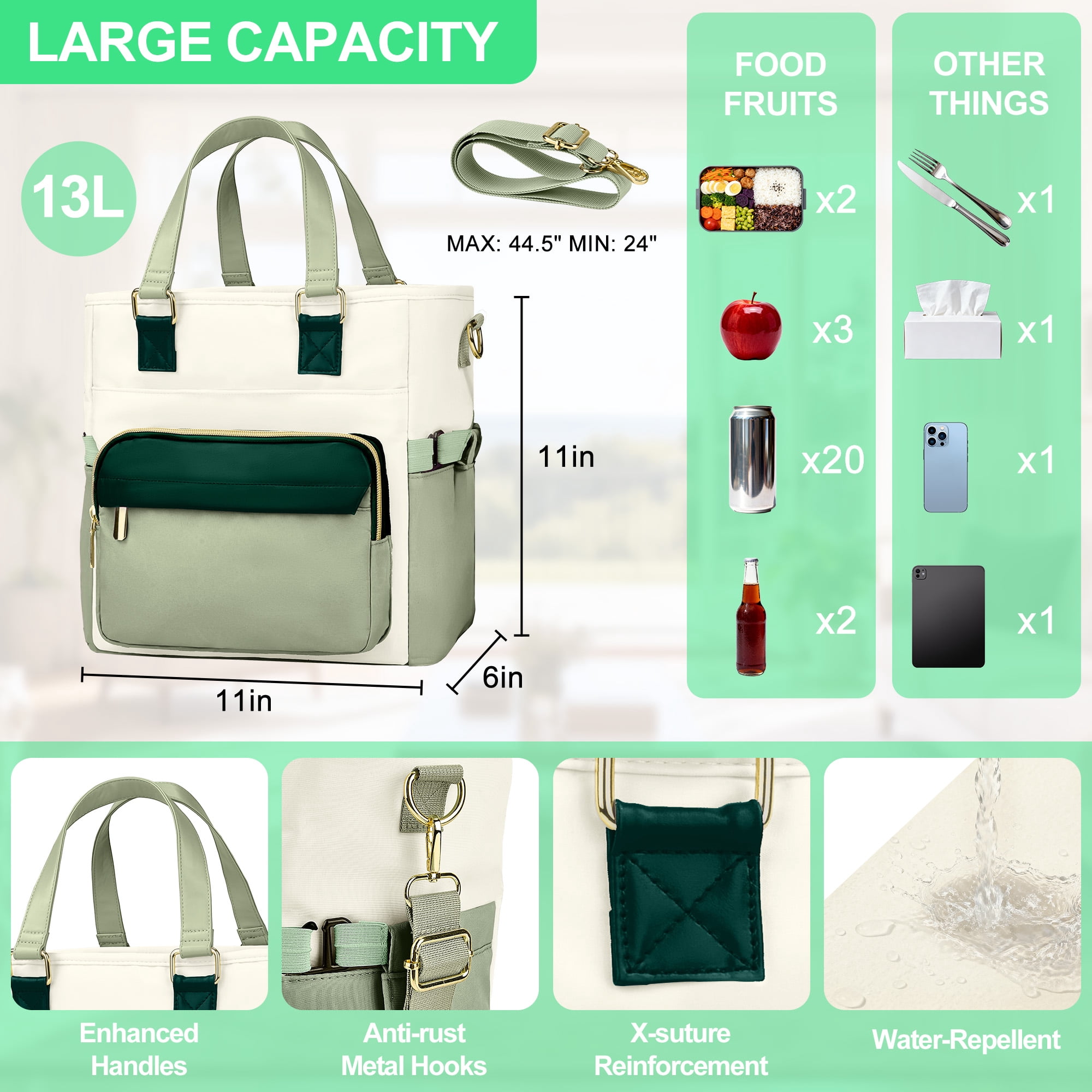 Gynky Insulated Lunch Bag Box Women, Wide Opening Adult Lunch Box Women, Large Leakproof Cooler Bag, Lunch Teacher Tote Bag for Work Picnic Beach Family College