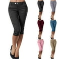 thumbnail image 2 of Qingpeng Womens Double Button High Waisted Capri Pants Slim Fit Casual Cropped Trousers with Pockets for Office and Daily Wear, 2 of 7