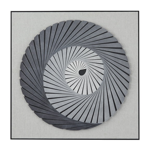 32" x 32" Gray Geometric 3D Spiral Shadow Box with Black Frame, by DecMode