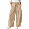 thumbnail image 6 of Women's Corduroy Barrel Pants, Vintage Drawstring Elastic Waist Wide Leg Trousers, Y2k Baggy Boyfriend Harem Pants with Pockets, Soft Warm Corduroy Pants for Women, Fall and Winter Casual Beige, 6 of 9