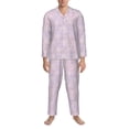 thumbnail image 3 of Yiaed Shells Pearl Print Men’s Pajamas Set - Long Sleeve Button Down Sleep Shirt and Pajama Bottoms Sleepwear Set Mens Pjs Sets Men's Pajama Bottoms-Medium, 3 of 7