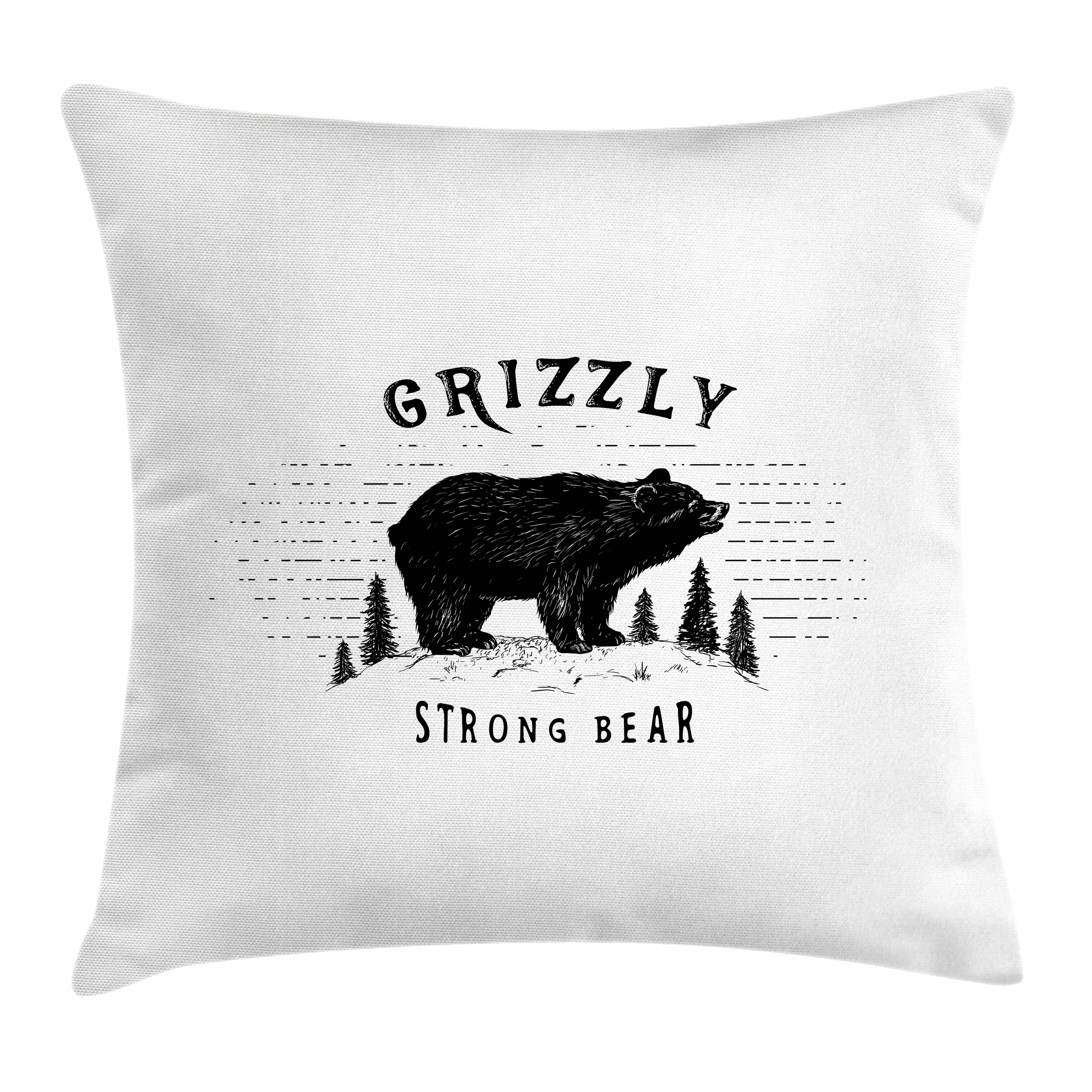 Bear Throw Pillow Cushion Cover Strong Grizzly Bear In The Forest