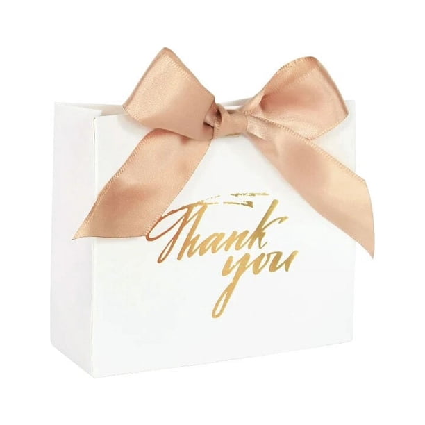 Caja de dulces de agradecimiento con cinta, recuerdo de boda, caja de regalo de Chocolate para invitados, decoración de fiesta de cumpleaños, Baby Shower, Navidad, 5/10 piezas