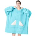 thumbnail image 6 of Wearable Blanket Hoodie, Oversized Sherpa Blanket Sweatshirt with Hood Pocket and Sleeves, Super Soft Warm Plush Hooded Blanket for Adult Women Men, One Size Fits All (Teal), 6 of 6